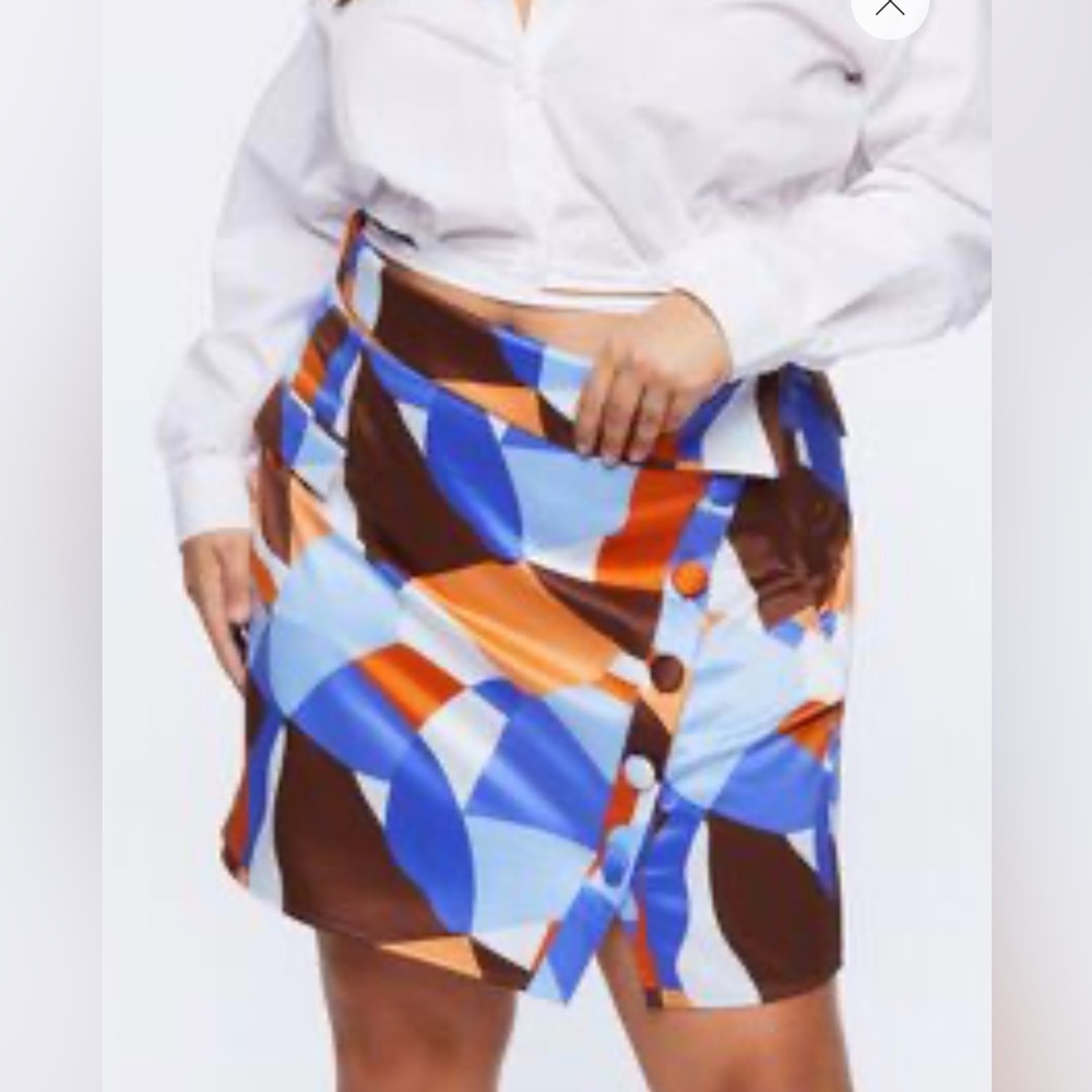 Forever 21 Bodycon Skirt Women's 3X Plus Size graphic Printed Orange Boho NWOT